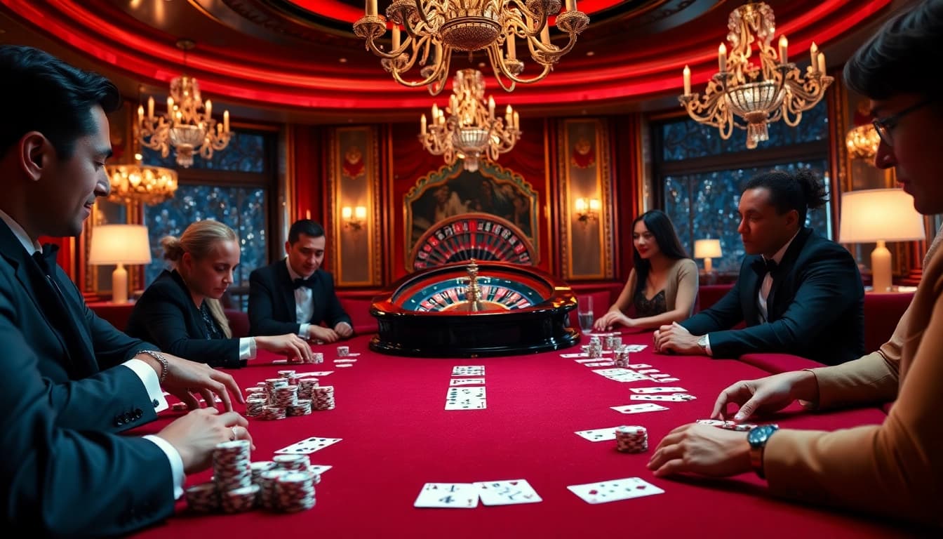 Experience high-stakes excitement with elegant players at a poker table at https://kong88.win.