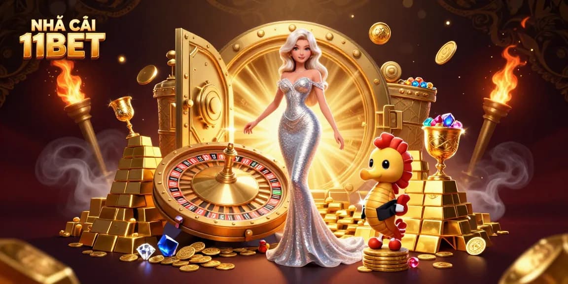 Bet on exciting games at NHÀ CÁI 11BET with stunning visuals of a luxurious casino.