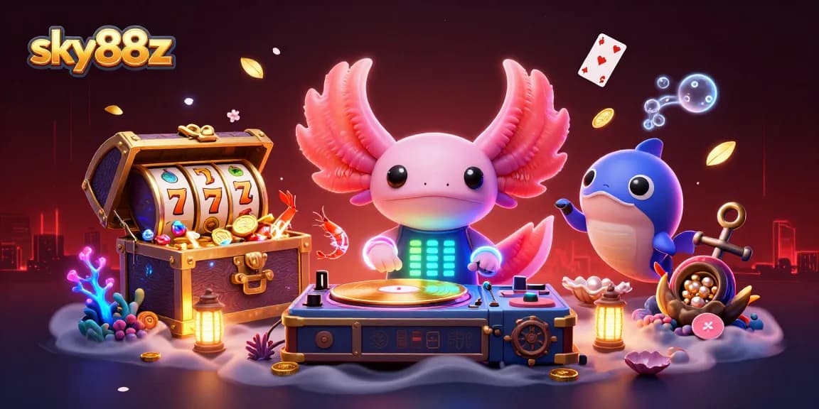 Spin reels and win treasures with sky88z in a vibrant underwater casino scene.