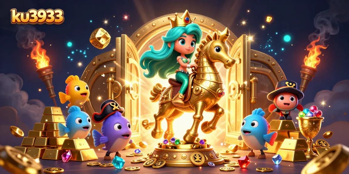 Engage in thrilling adventures at ku3933 with vibrant treasures and colorful characters in a captivating casino illustration.