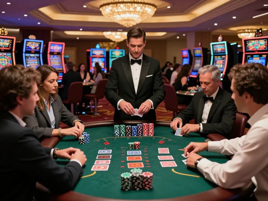 G28 players engaging in strategic blackjack gameplay at a vibrant casino