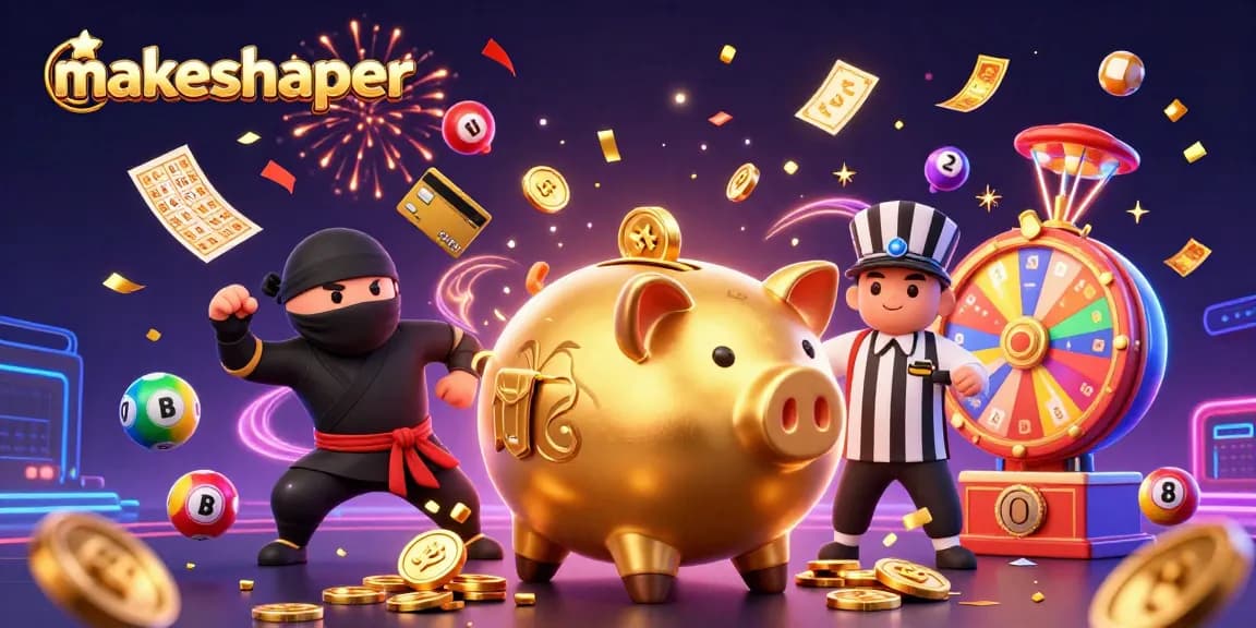 Engage with makeshaper, a vibrant 3D casino scene featuring dynamic gaming characters and elements.