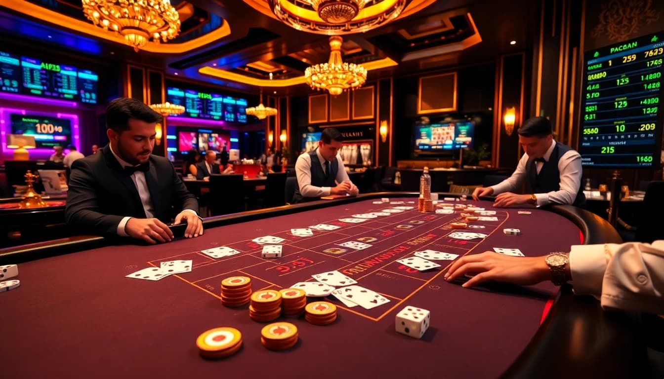 Engaging Baccarat gameplay experience at https://xx88.us/ with players and vibrant casino elements.