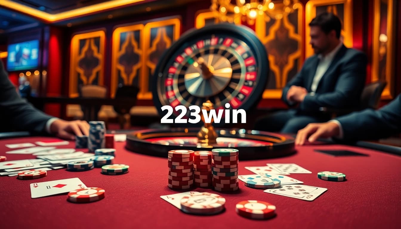 Experience the excitement of gaming at 23win with engaging poker tables and vibrant casino elements.