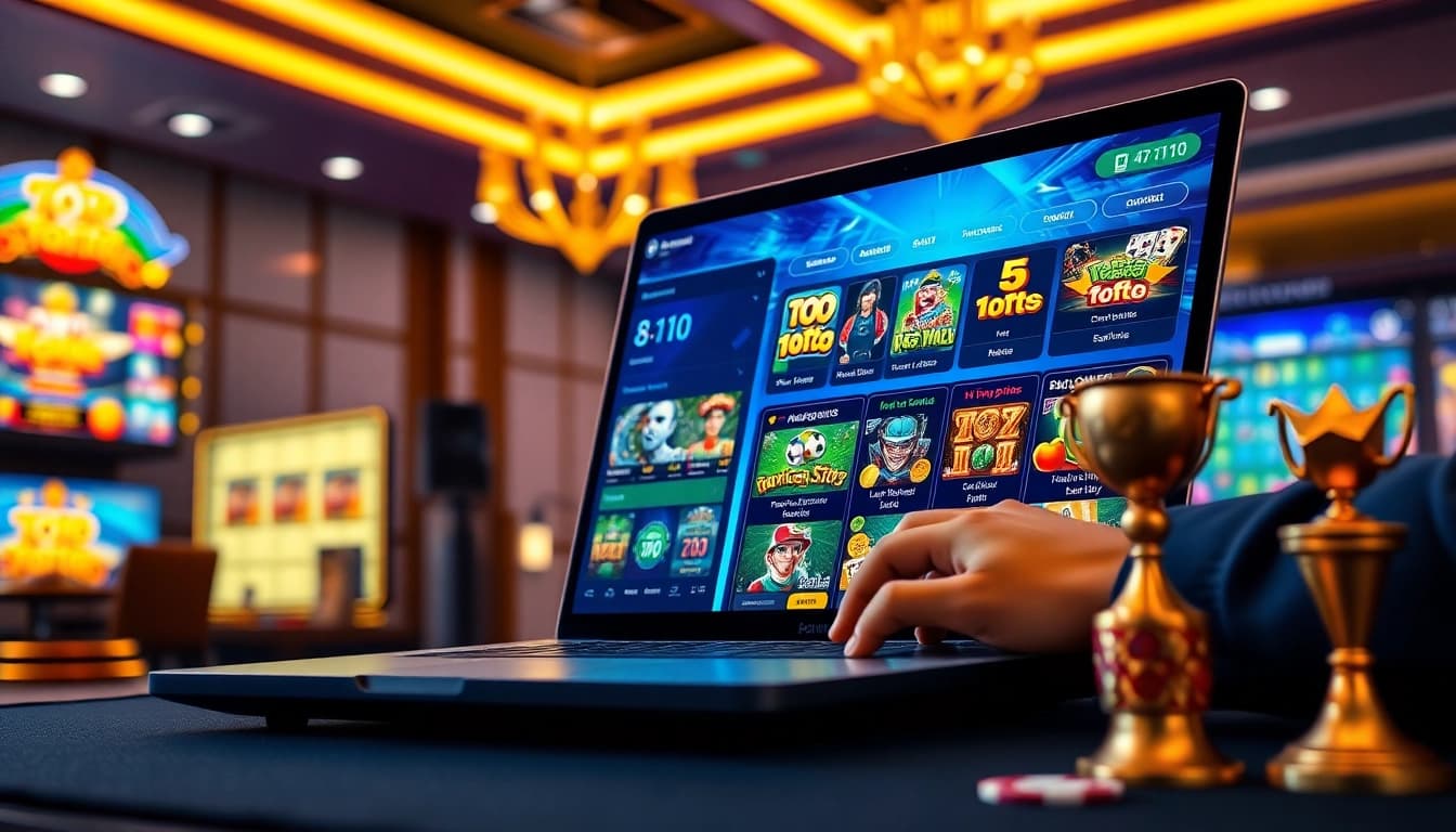Asupantoto platform showcasing online slot games with vibrant colors and engaging digital interface.