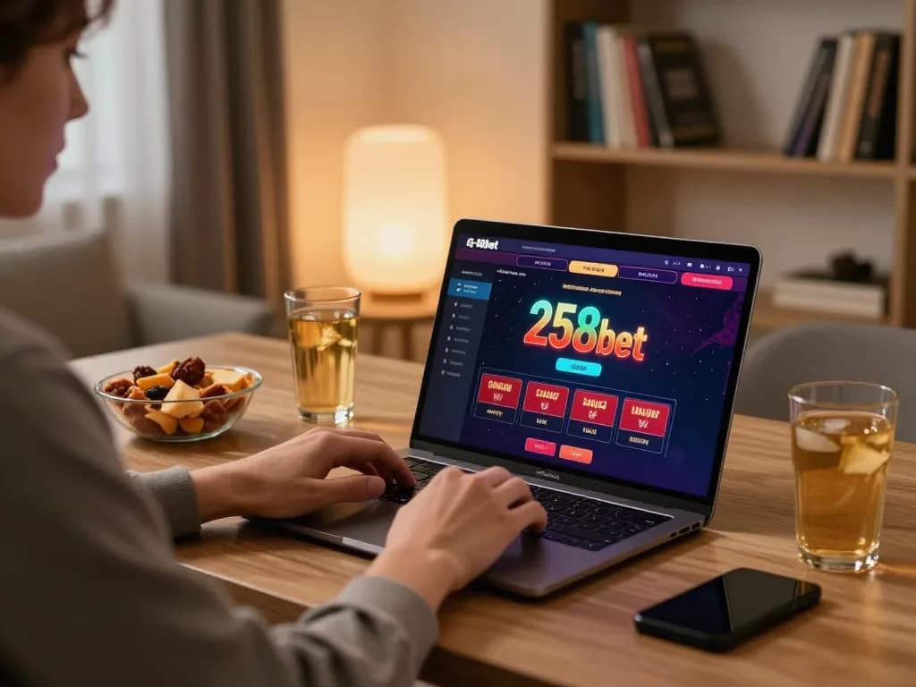 Playing exciting games on 258bet casino app from a cozy home setting