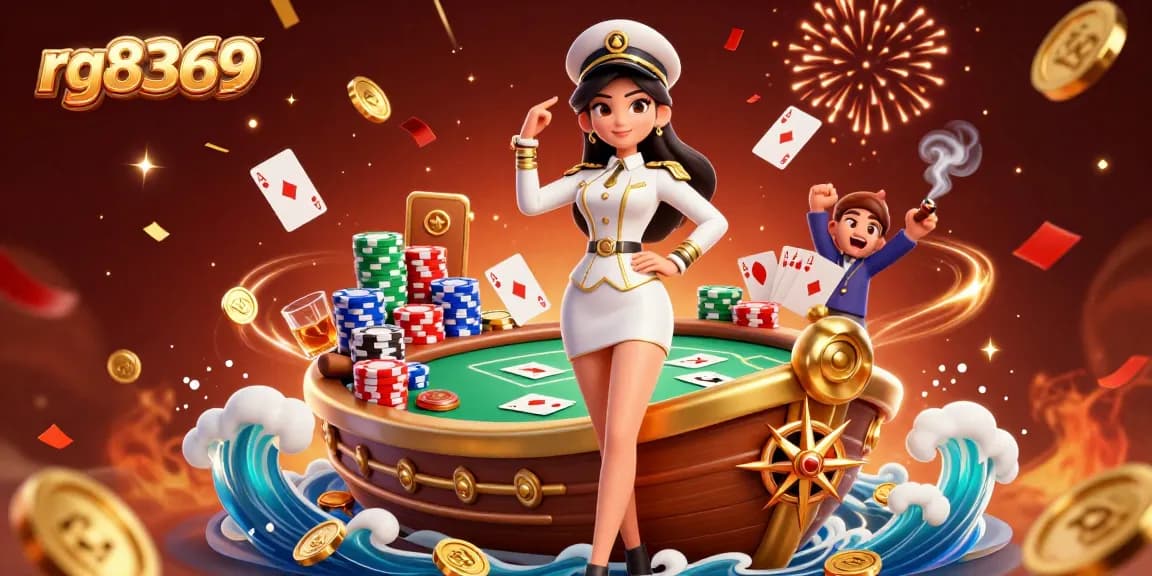 Experience thrilling poker action with rg8369's vibrant casino illustration featuring stacked chips and winning hands.
