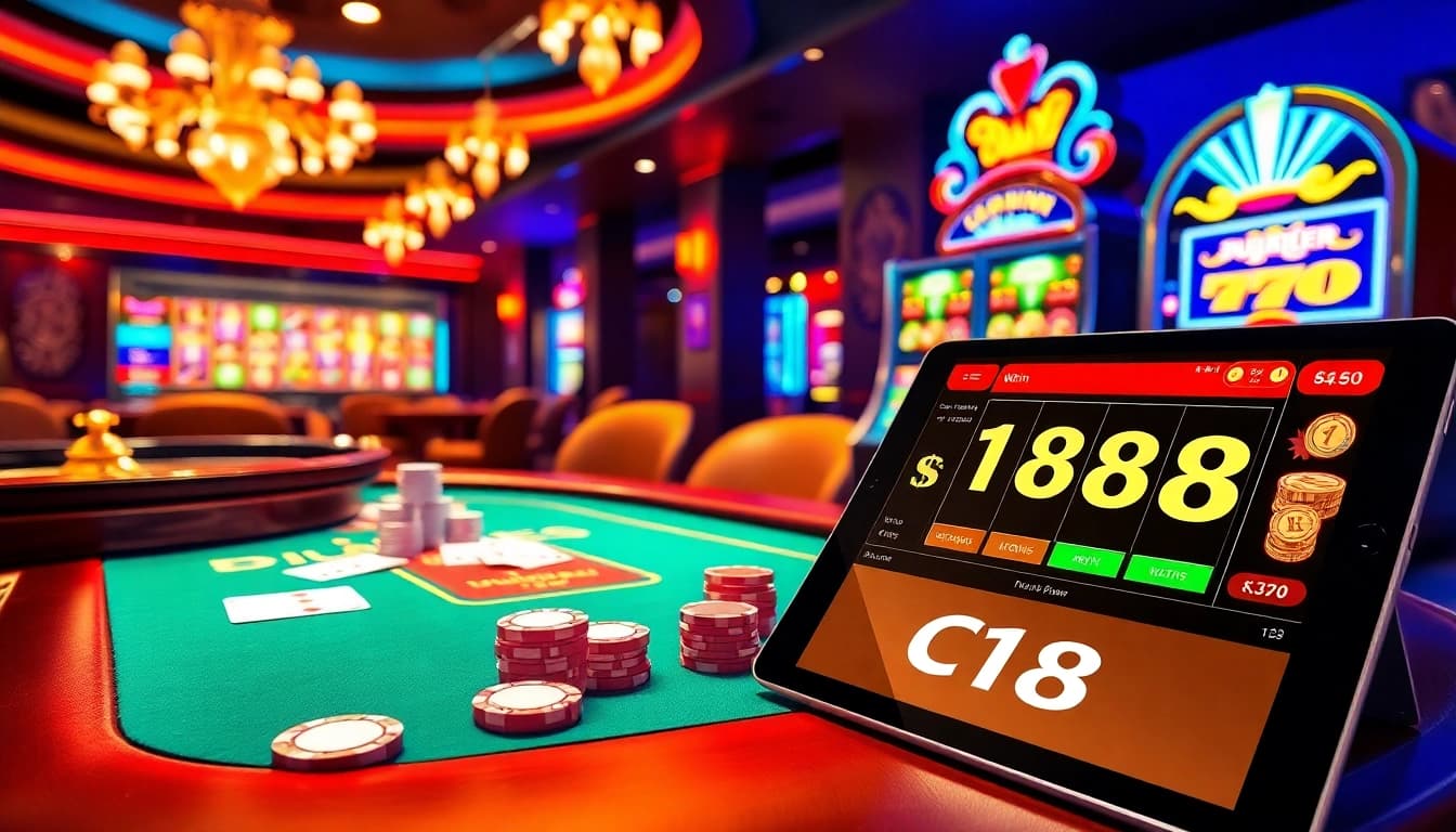 C168 offers an exciting casino experience highlighted by poker tables, roulette wheels, and vibrant slot machines.