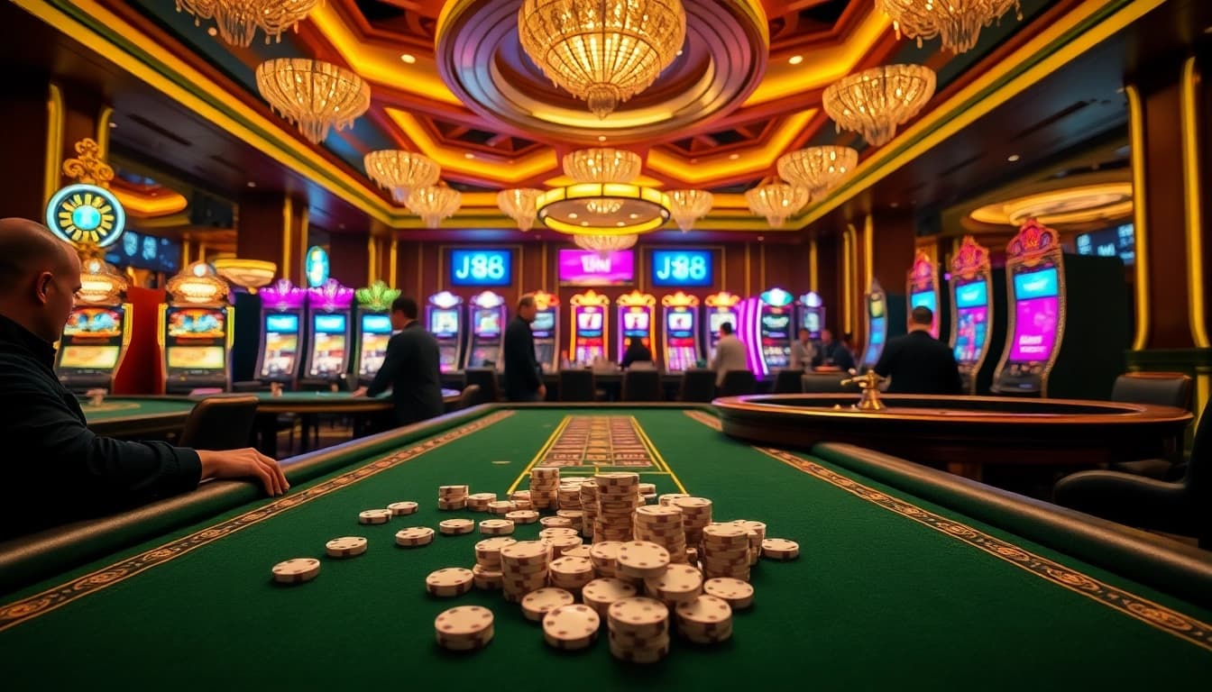 Experience the excitement of J 88 poker games at an elegant casino table.