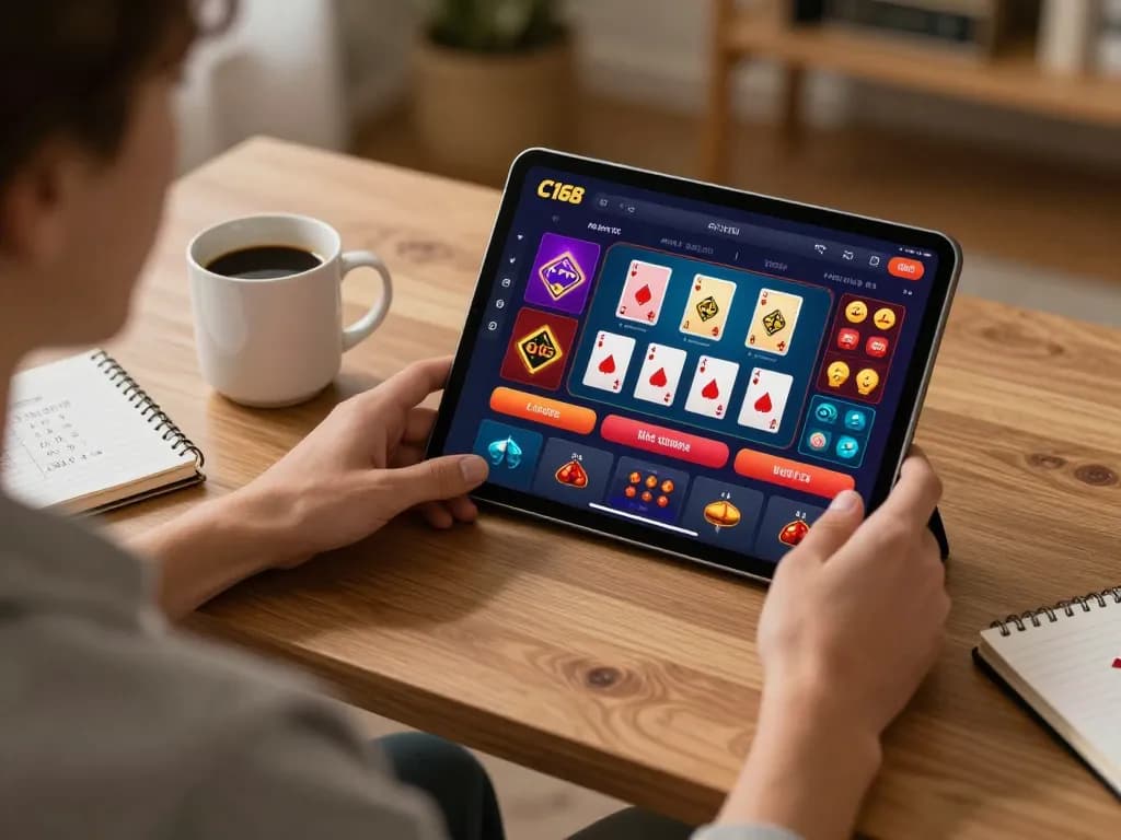 Player engaging in online betting on C168 platform with vibrant app interface and strategy notes.