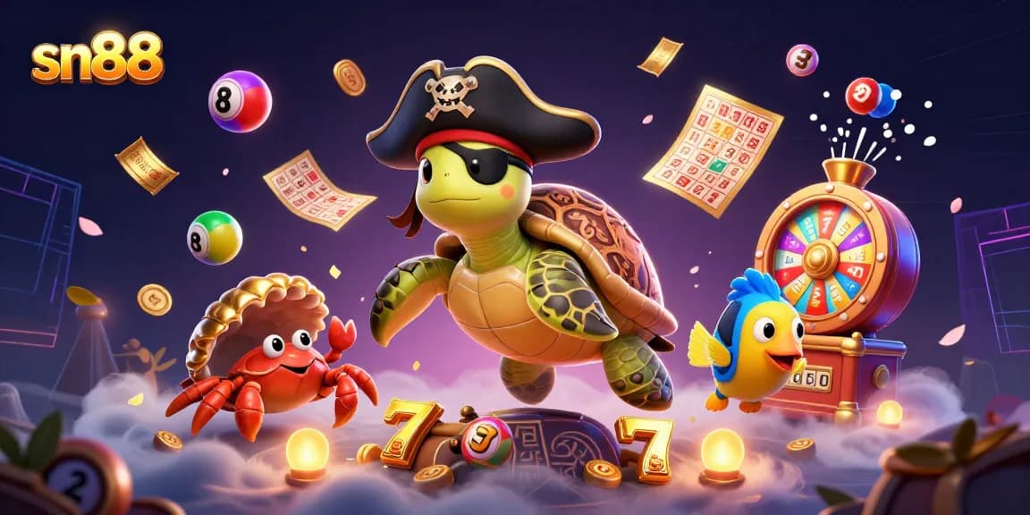 Join the fun at sn88 with a lively casino scene featuring characters and thrilling game elements.