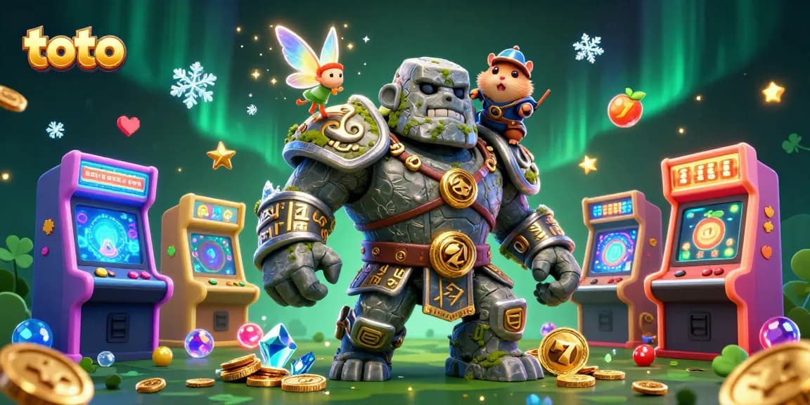 Experience thrilling toto adventures in this vibrant casino-themed illustration with magical characters.