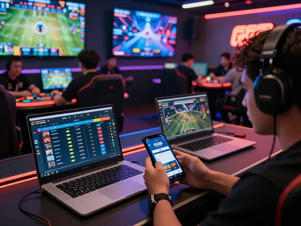 Engaged players enjoying online gaming activities on https://gg88.mov/ with vibrant screens and immersive atmosphere.