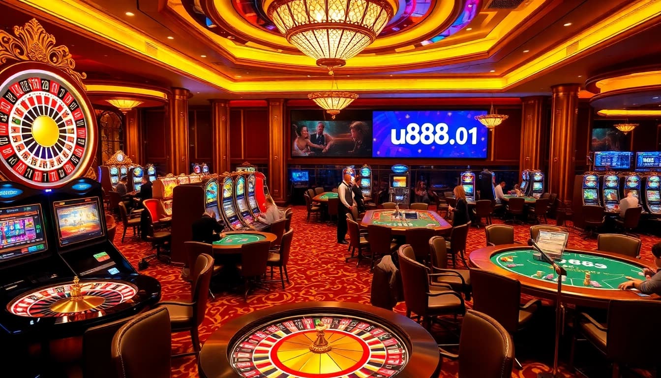 Engaged players enjoying table games at u888-01.in.net casino, showcasing excitement and luxury.