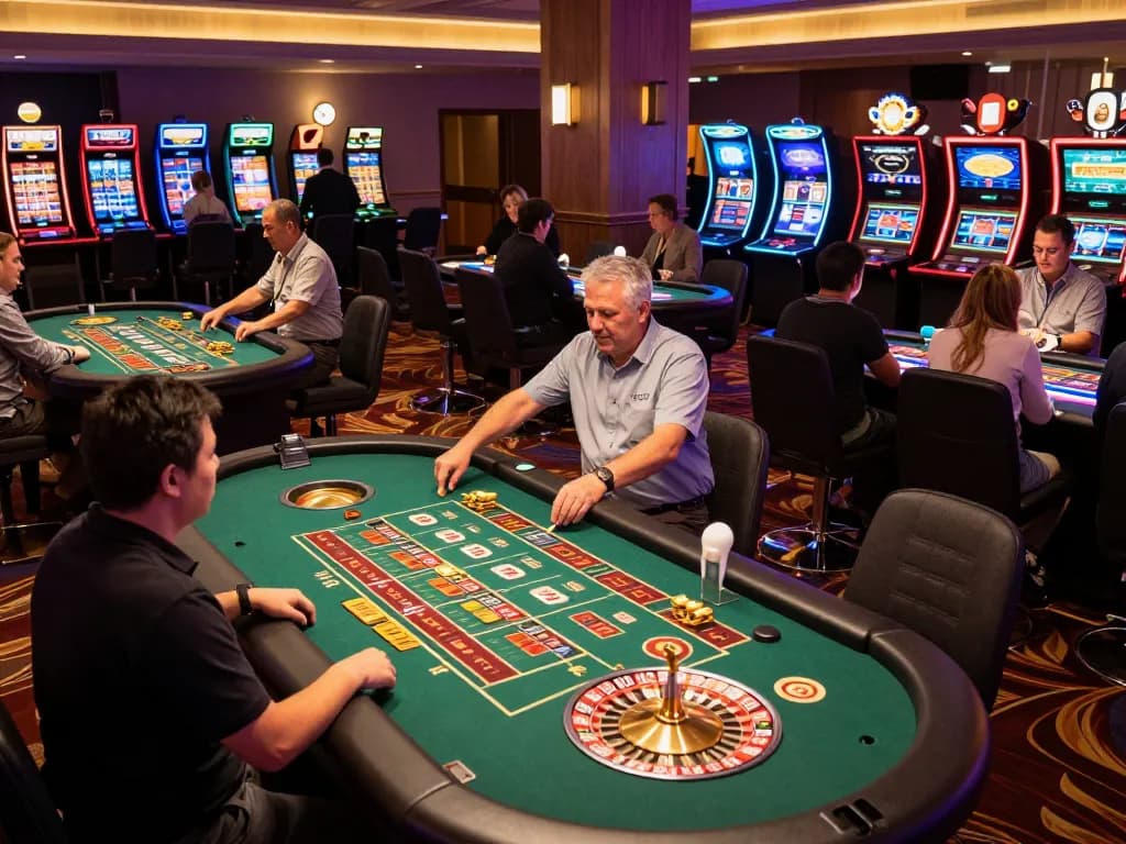 SUNWIN casino players enjoying roulette games under lively lights and excitement