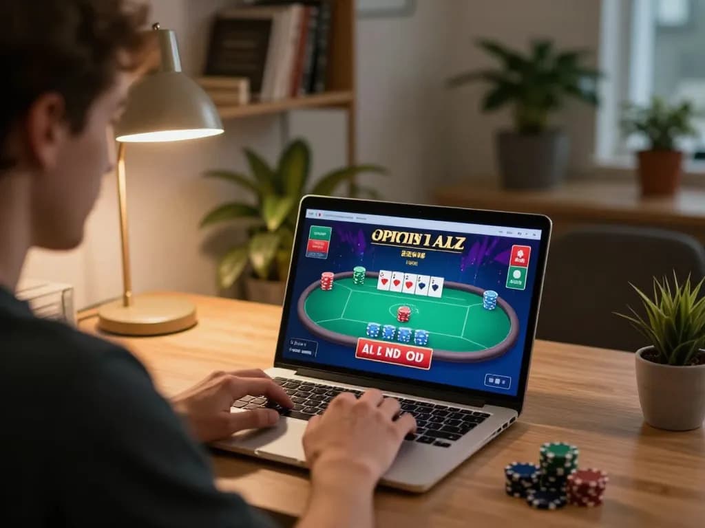 Engaging player đăng ký for online poker on a sleek laptop at home.