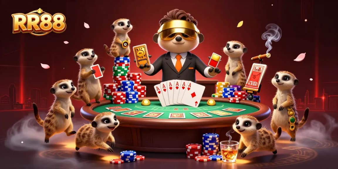 Experience the excitement of RR88 casino with meerkats running games and chips flying everywhere.