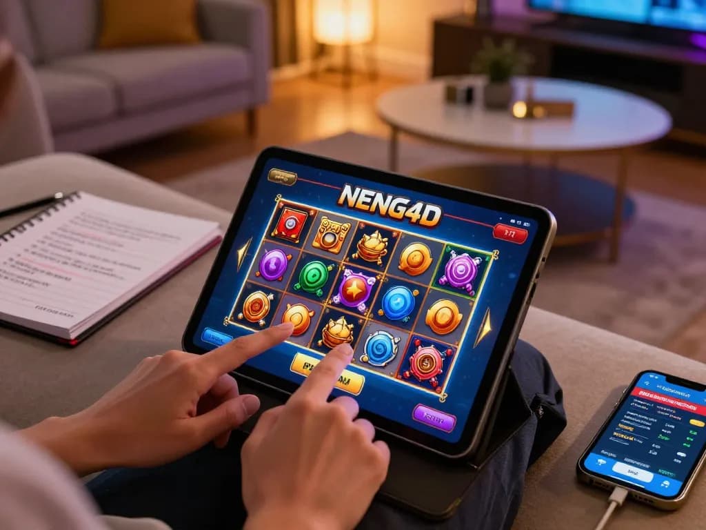NENG4D online slot gaming session with vibrant graphics, engaging atmosphere, and strategy notes.