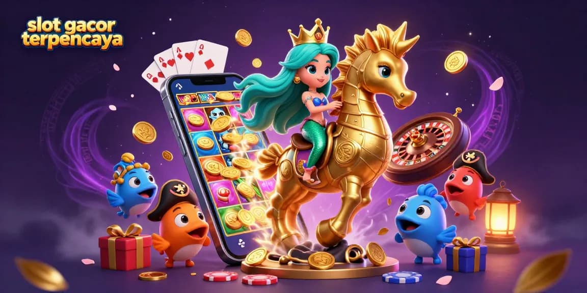 Experience thrilling wins with slot gacor terpercaya in a magical underwater casino scene.