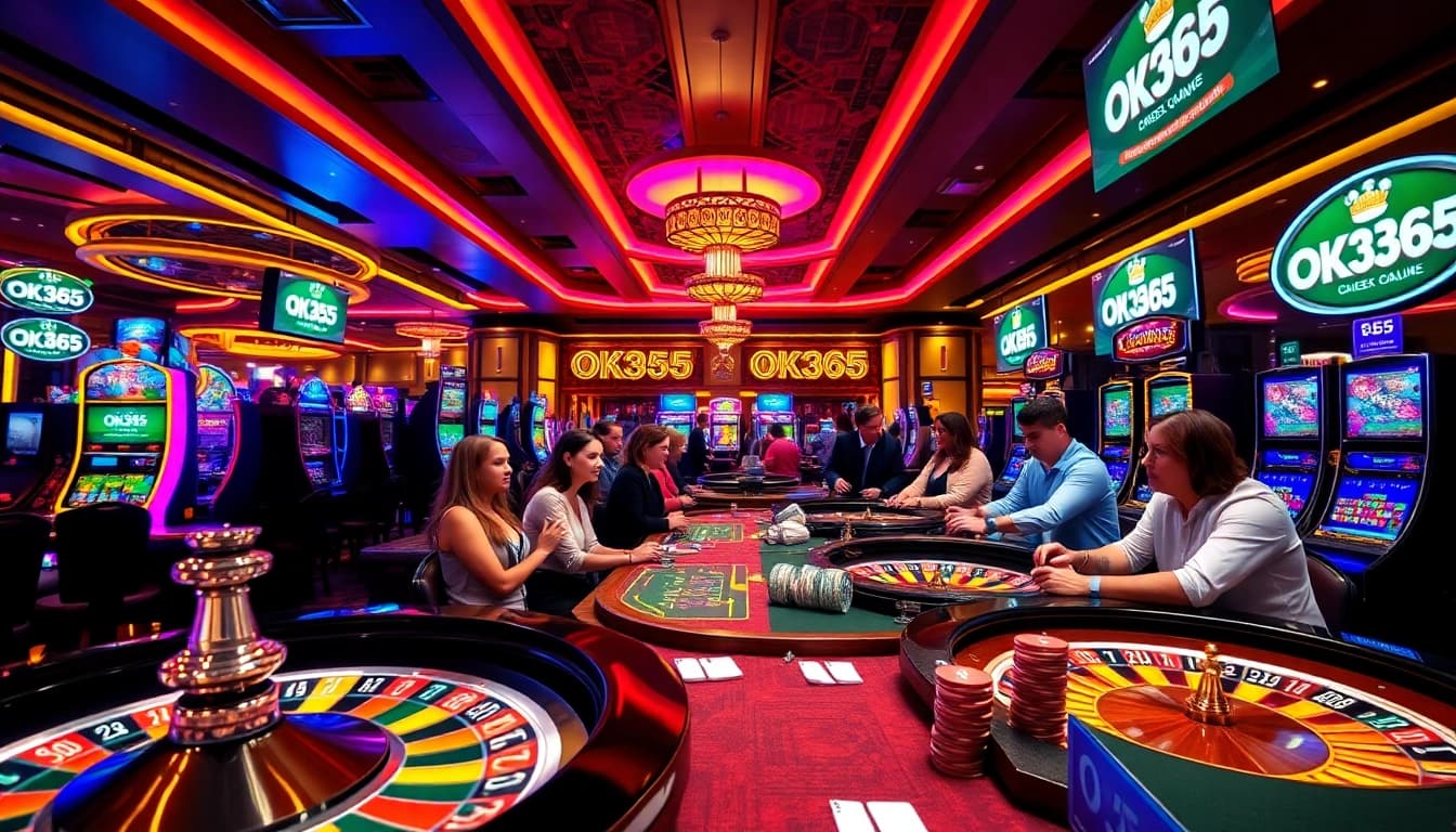 Engaged players enjoying a thrilling game at OK365 casino with vibrant visuals and excitement.