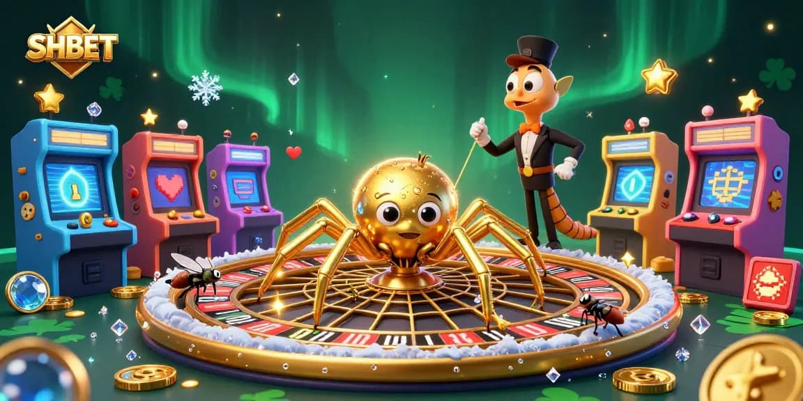 SHBET offers an engaging scene of a colorful casino experience with dynamic characters in play.