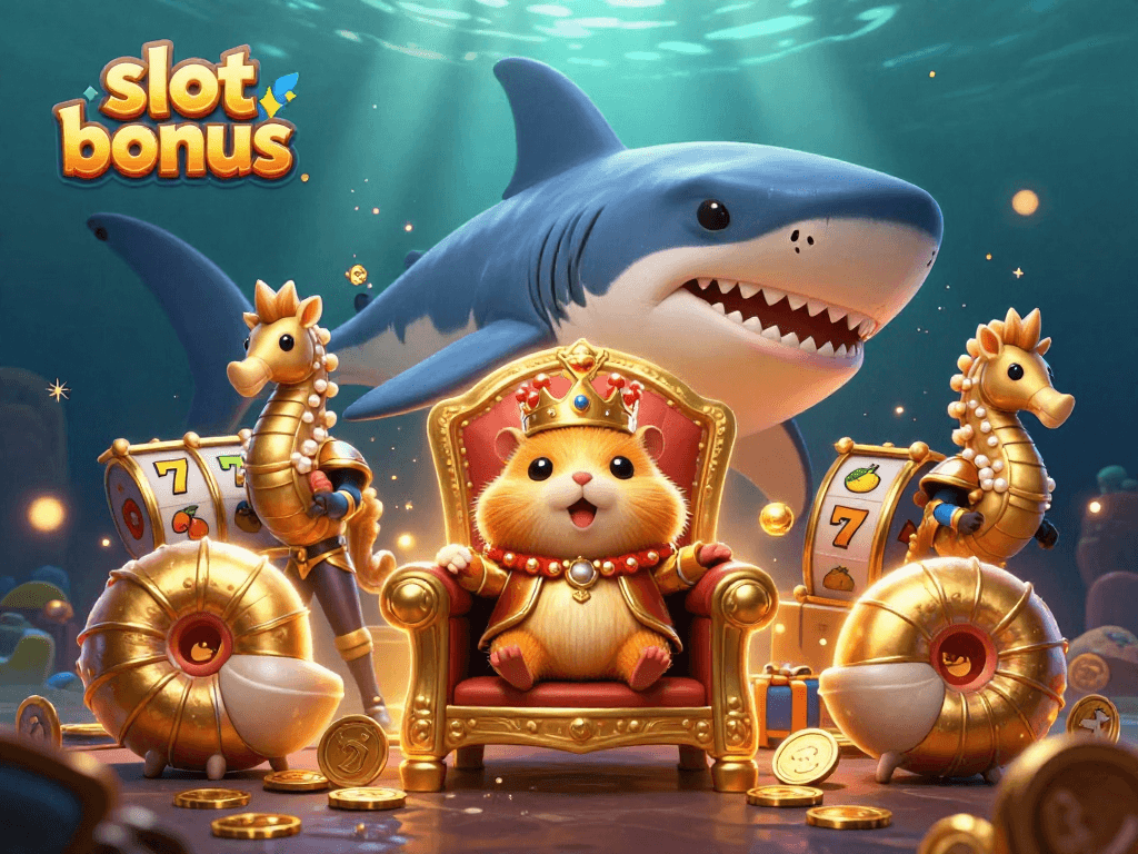 Engage with the dynamic slot bonus scene featuring a hamster king amidst exciting casino elements.