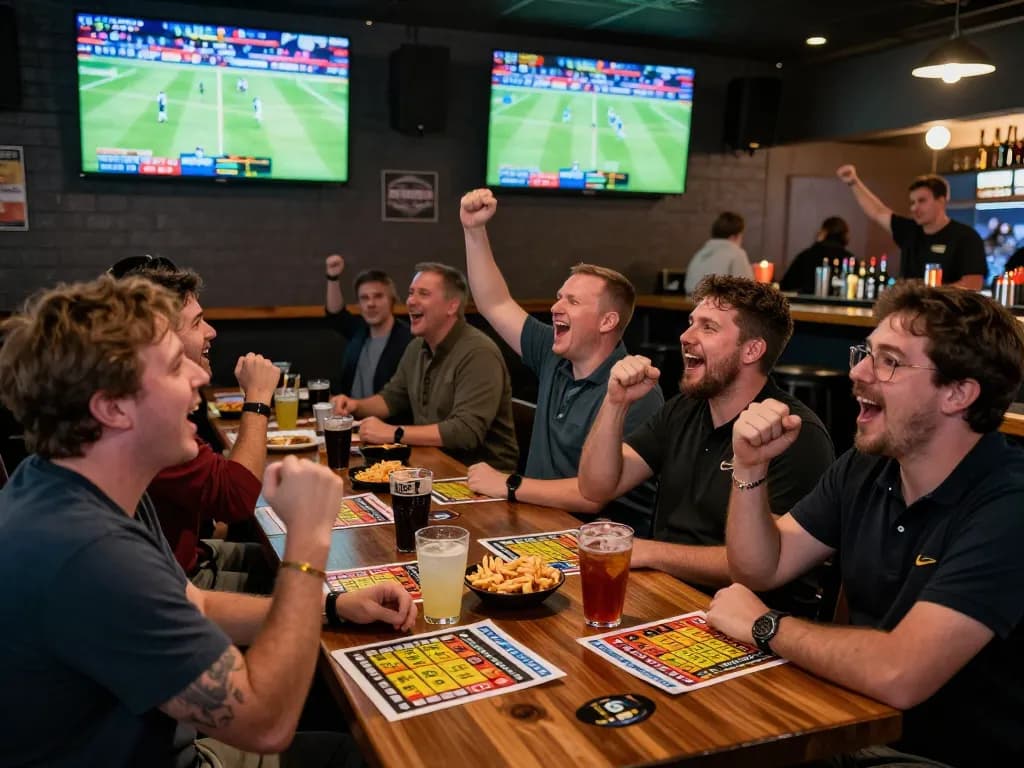 Exciting sports betting scene showcasing patrons engaging with Keonhacai5 as they follow live games and betting slips