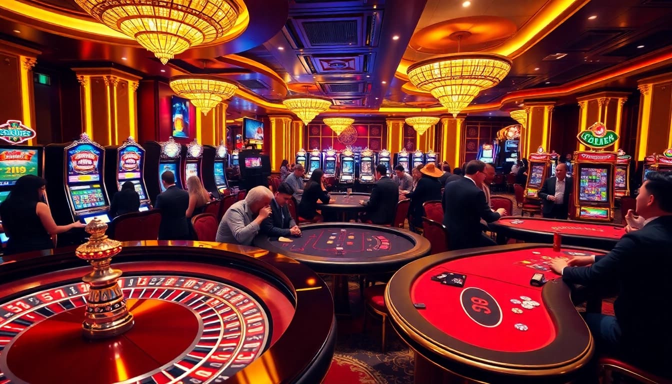 Enthusiastic players enjoying high-stakes games at Goal123 casino, showcasing excitement.