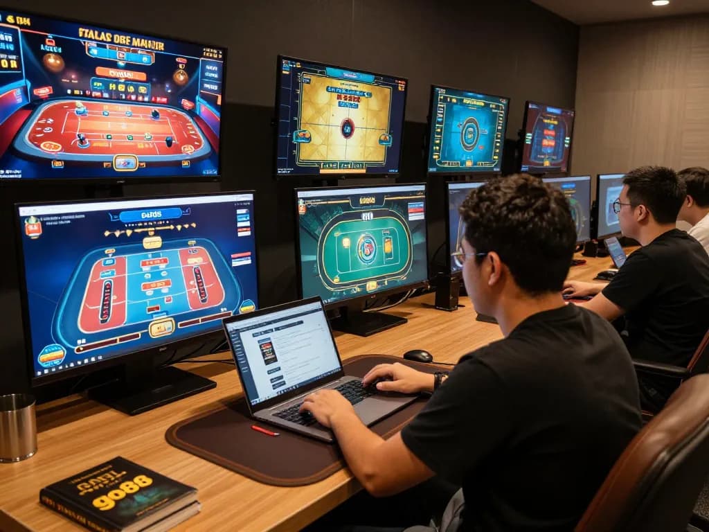 Player engaging in a live dealer game on go88's online platform at a modern gaming setup