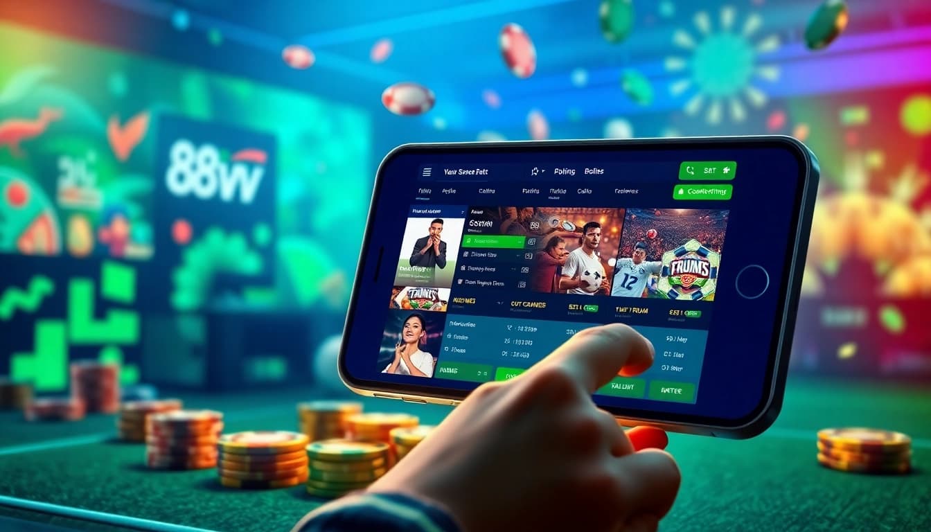 Experience thrilling online betting at 88vv on a modern smartphone interface.