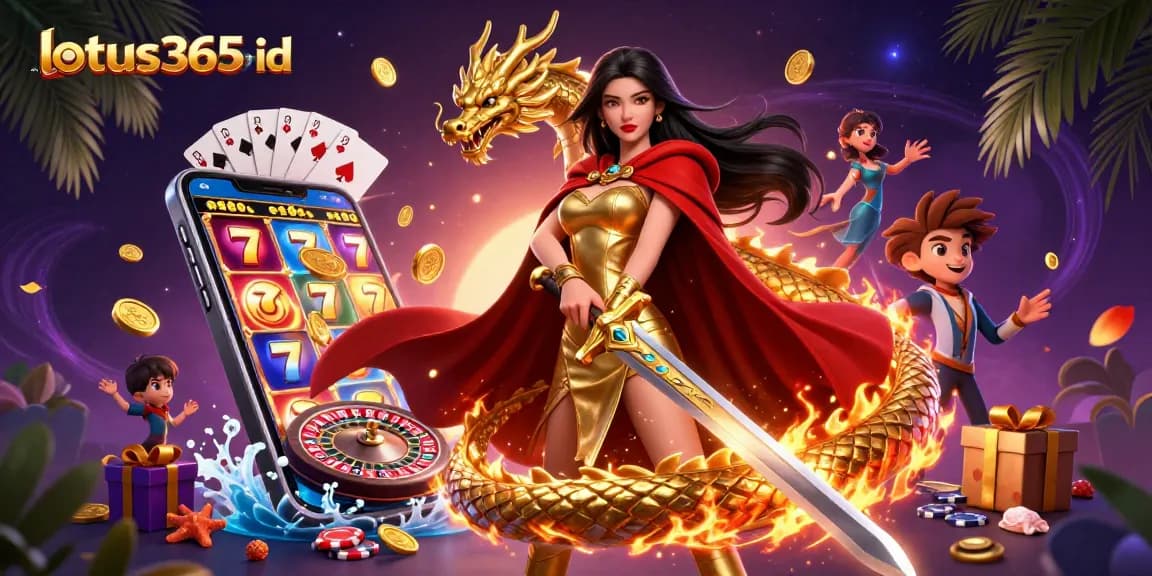 Engage with lotus365 id through vibrant slot games, featuring a warrior queen and dynamic casino elements in action.