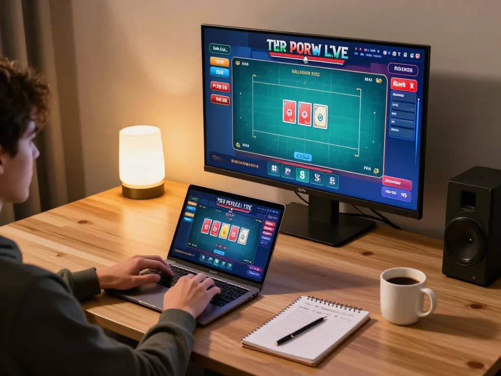 Engaging in dynamic gaming action on GO88's live dealer platform in a modern setup.