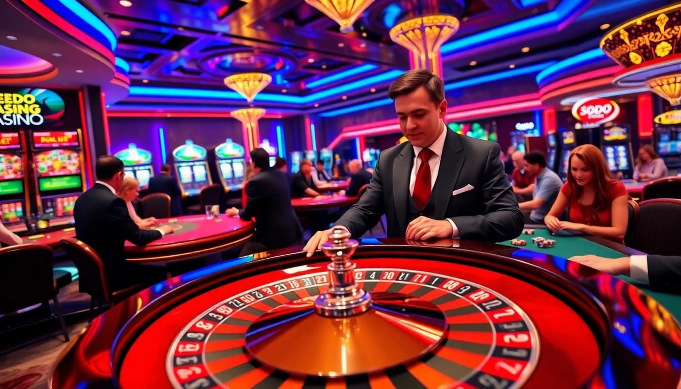 Exciting gameplay at SODO Casino with vibrant roulette and poker action.