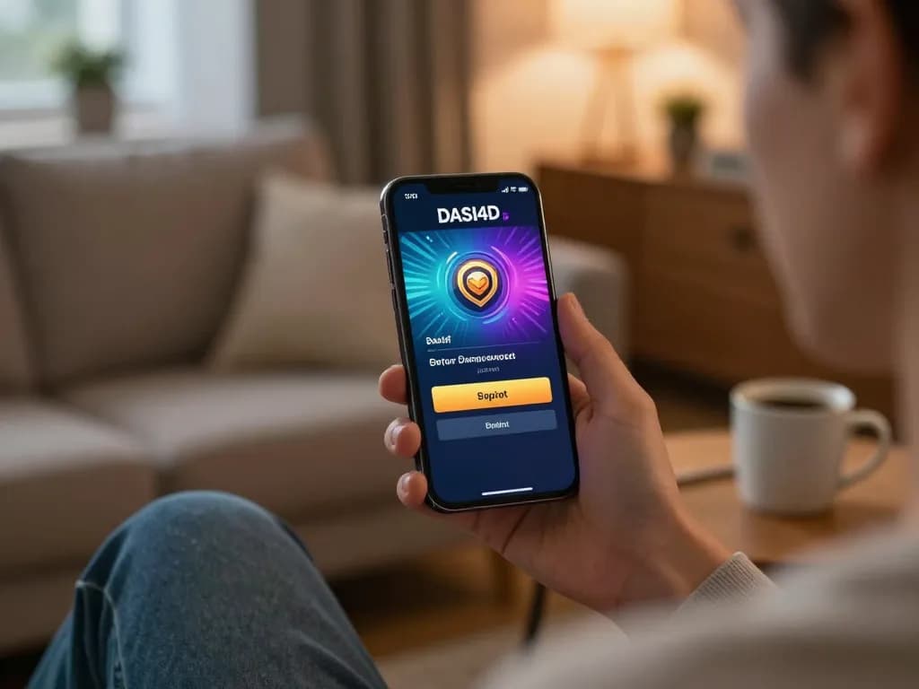 Antarmuka login DASI4D yang ditampilkan di smartphone, menyoroti fitur ramah pengguna untuk perjudian online.
