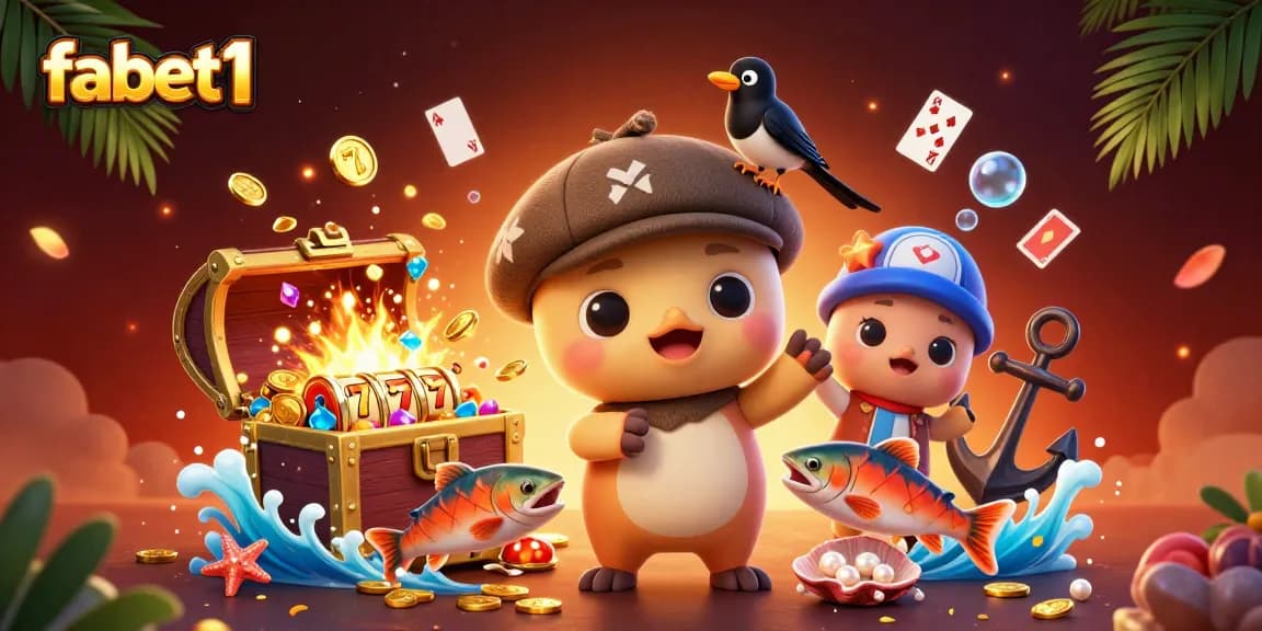 Experience thrilling gaming moments with fabet1 as cute Nessie and friends play among slot jewels.