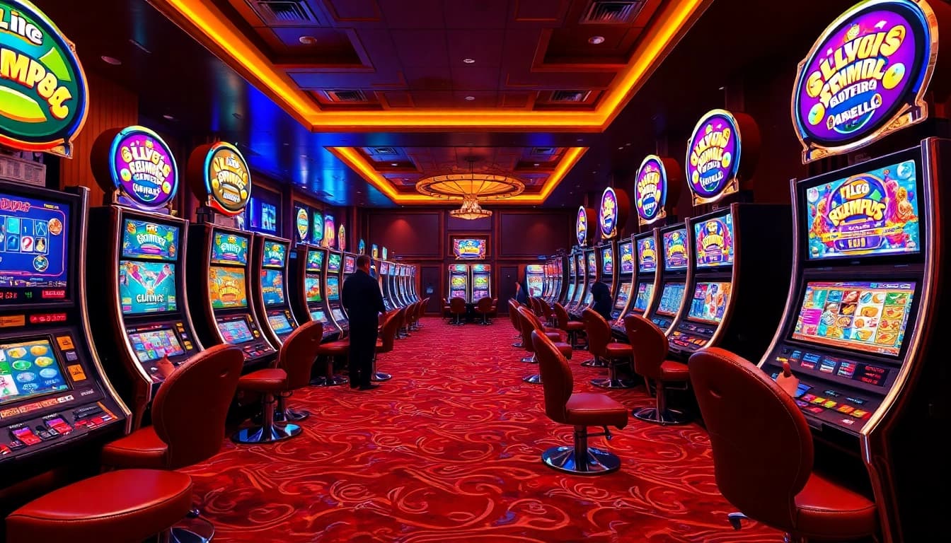Experience the thrill with slot OLYMPUS88 at a luxurious casino featuring modern slot machines.