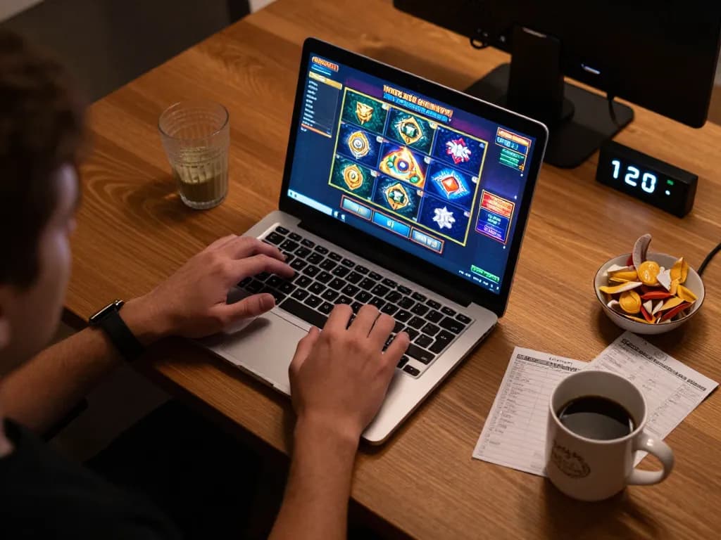 Player enjoying online slot games, emphasizing agen terpercaya for secure gaming experience