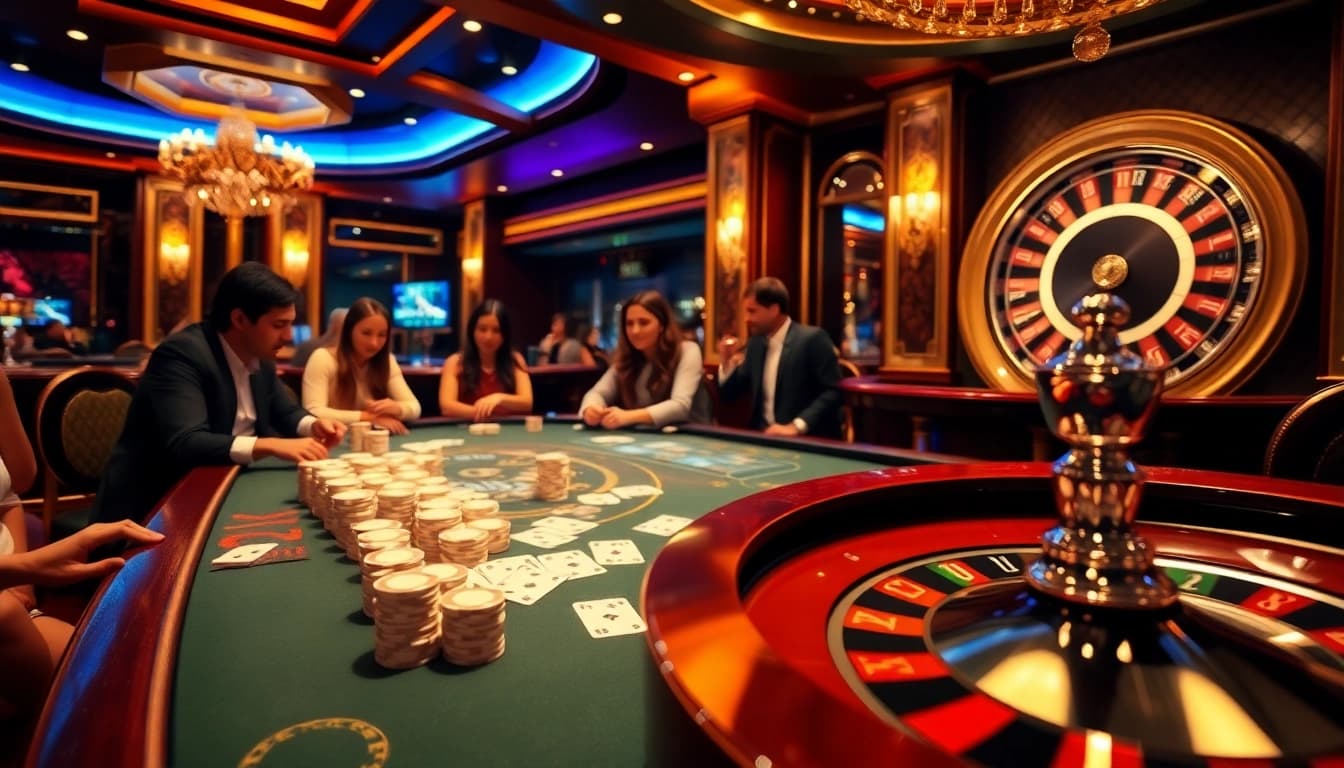 C168 OKVIP players enjoying an engaging casino experience with vibrant games and luxurious decor.