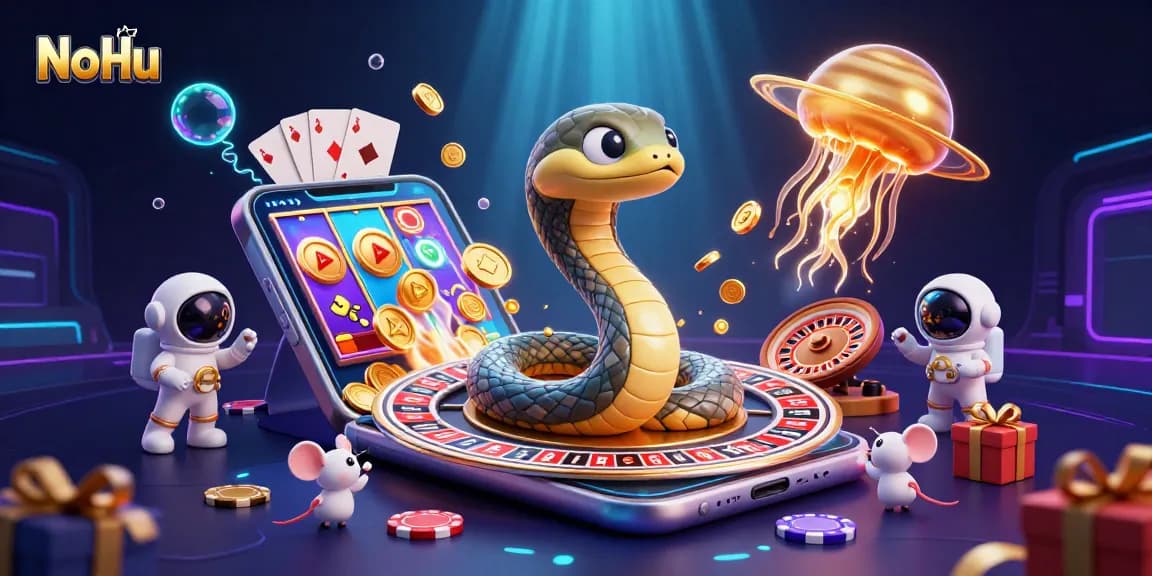 NoHu players betting on a cosmic roulette wheel in a vibrant casino scene