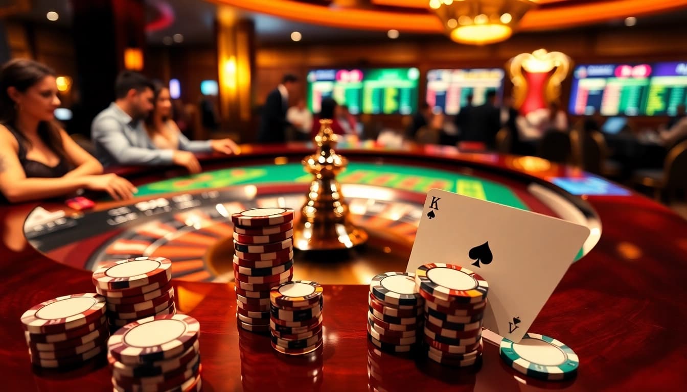 Excited players engage at a luxurious lc 88 roulette table, enhancing their betting experience.