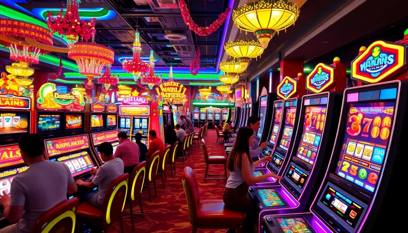 Players experiencing the thrill of the best online slots in a lively casino atmosphere.