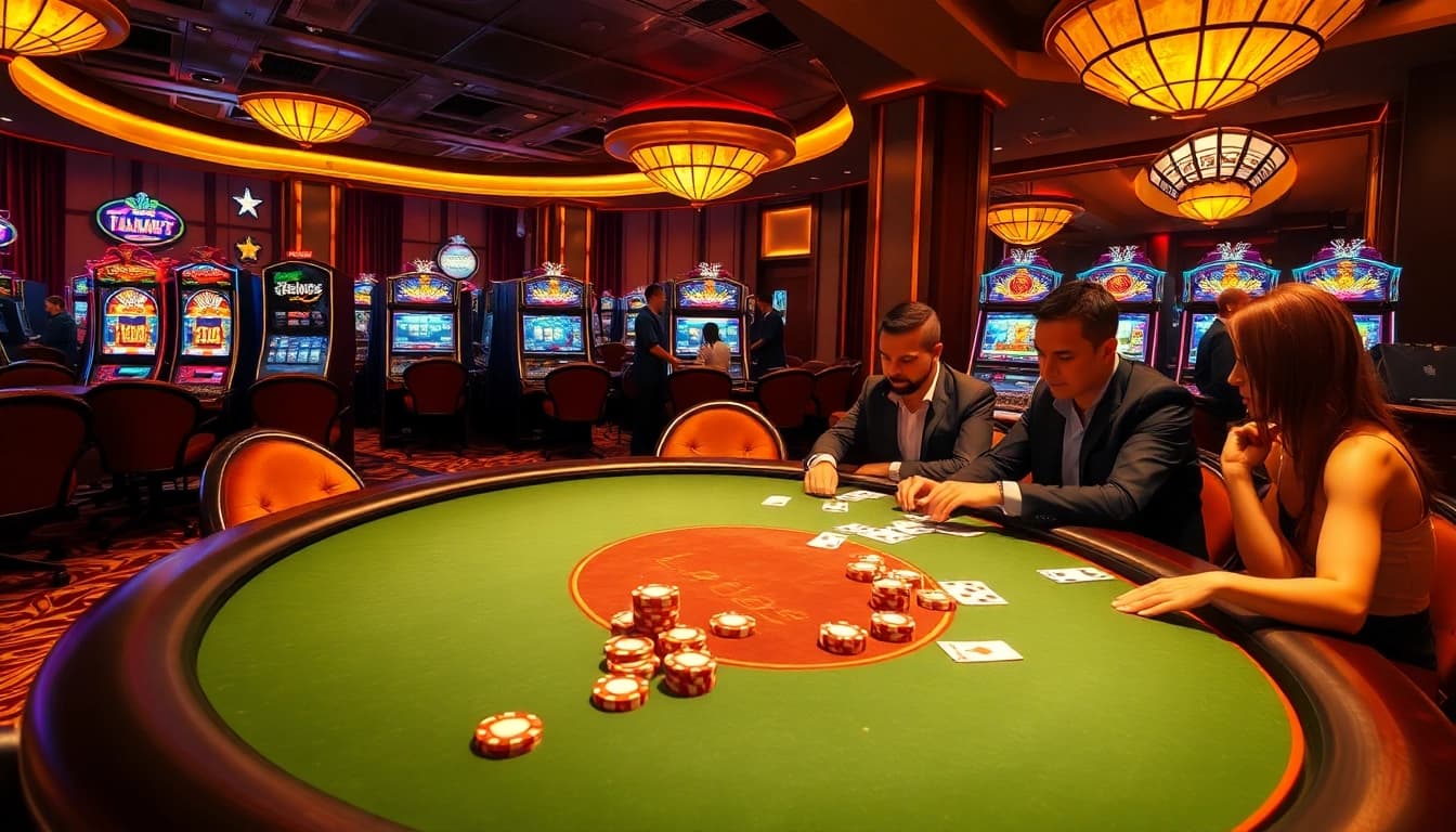 Play exciting games at tk88 casino with vibrant tables and engaging slot machines.