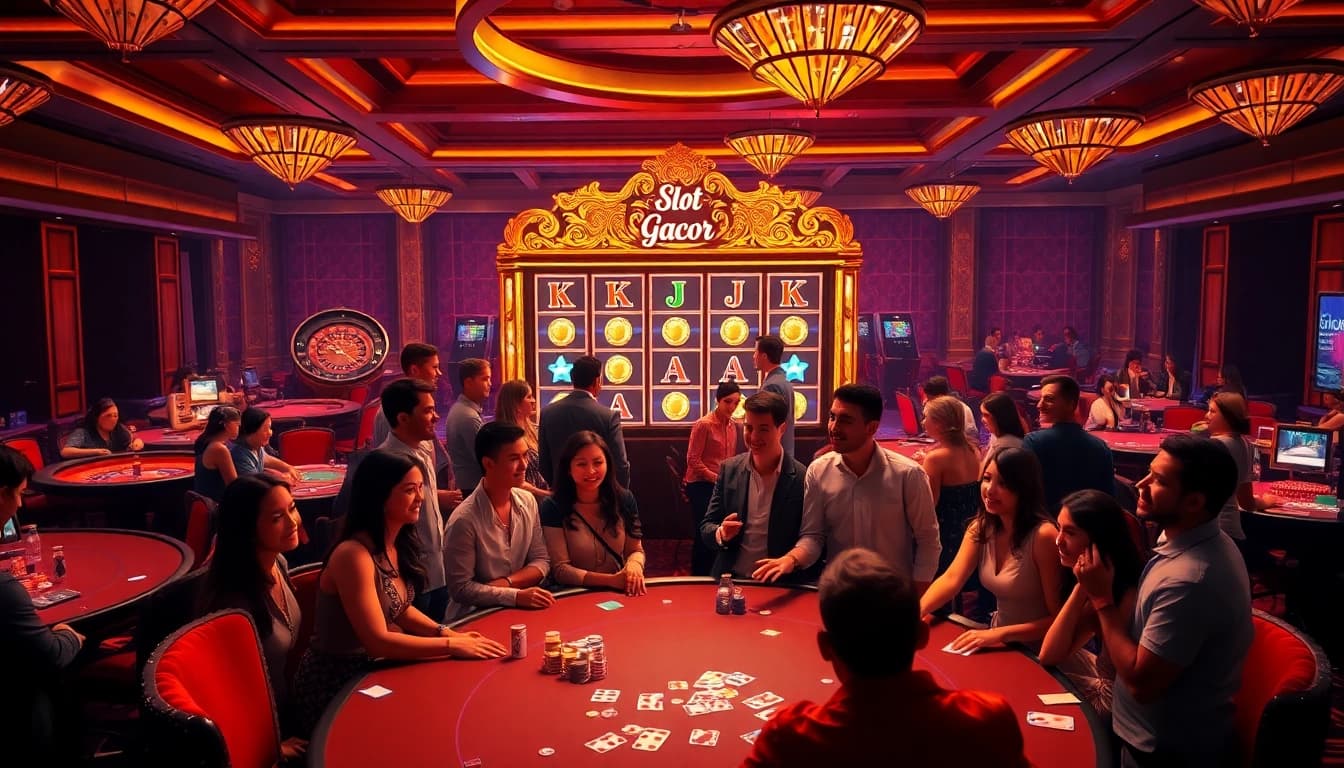Gambling at the Slot Gacor machine, where excitement meets luxury in a vibrant casino atmosphere.