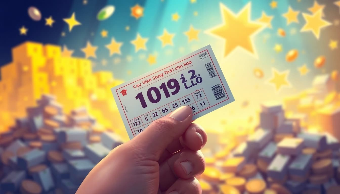 Song thủ lô lottery ticket with winning numbers and cash background enhancing excitement.