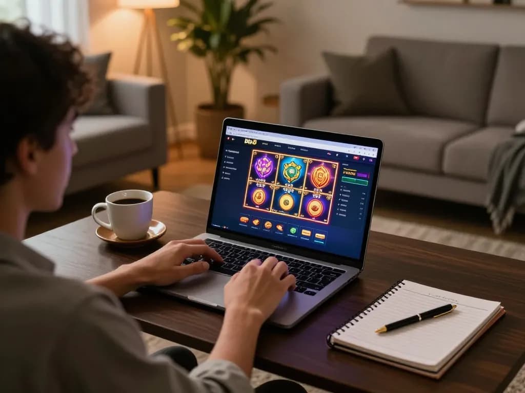 Player engaging in exciting online gaming at bk8, showcasing vibrant slots on screen.