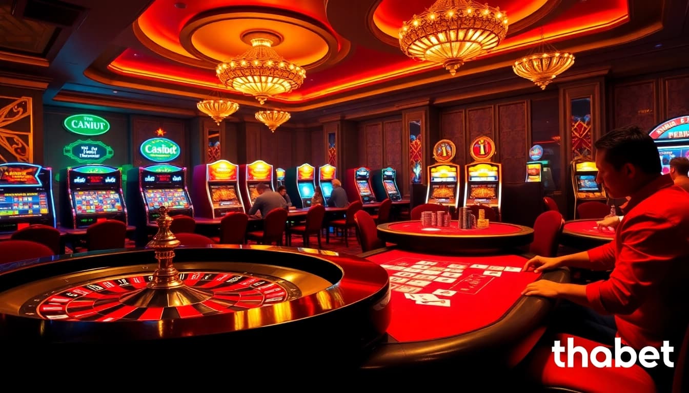 Experience thrilling gameplay at Thabet's casino with vibrant tables and exciting betting action.
