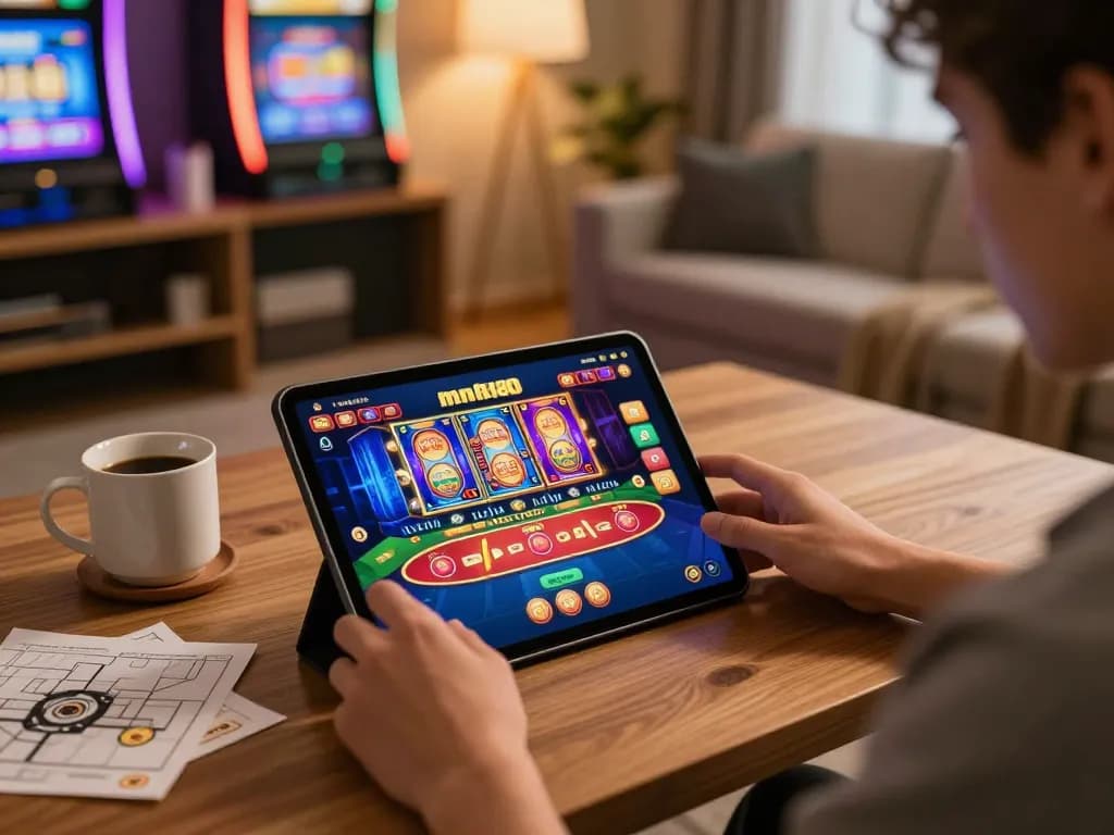 Player engaging with mm88 casino app for an immersive gaming experience at home