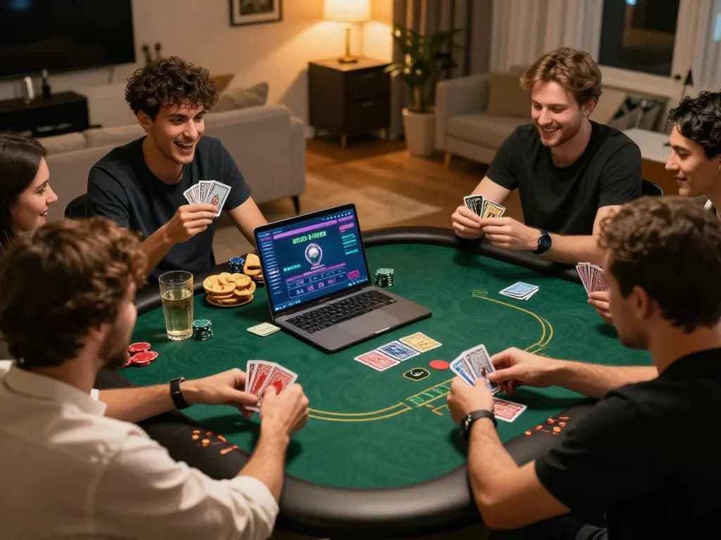 XX88 players strategically betting in an online poker game at home