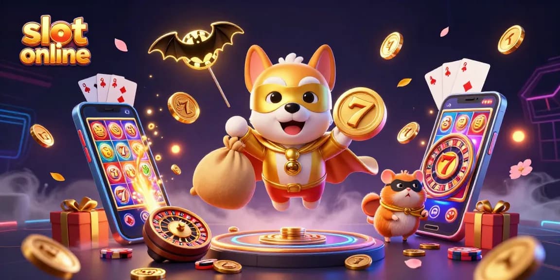 Spin the reels in this vibrant slot online scene with cartoon dog and hamster duo.
