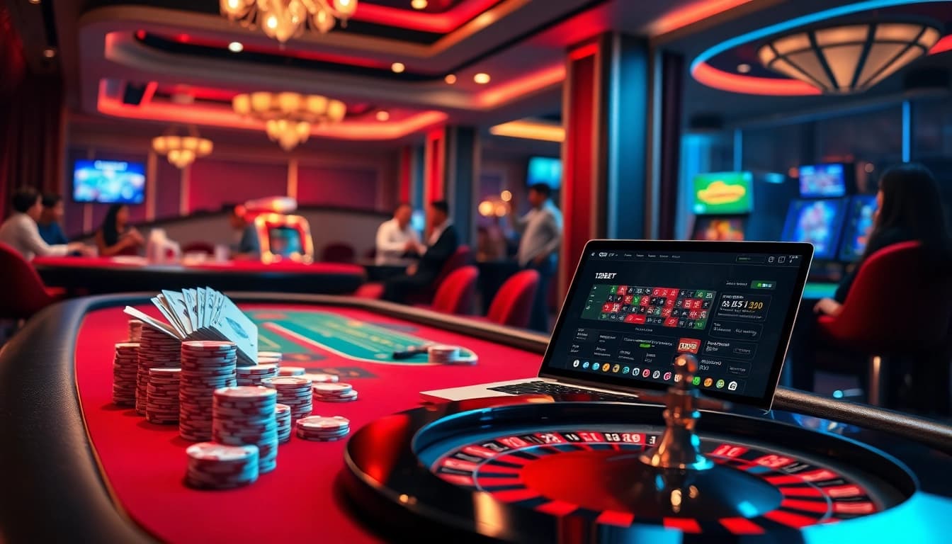Players enjoying a game at 12BET's online casino, showcasing excitement and luxury in gambling.